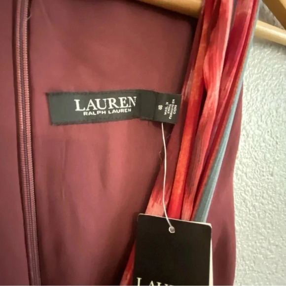 Lauren Ralph Lauren Geo Striped Georgette Halter Gown Size 18 NWT - Picture 6 of 8